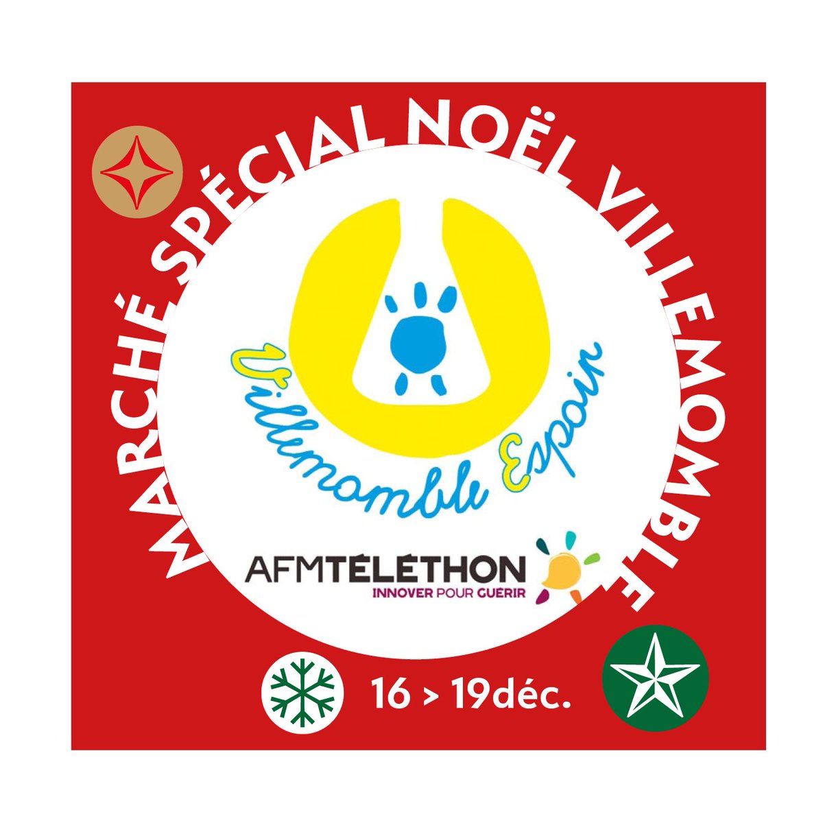 🎄 Retrouvez-nous au ✨ Marché de Noël de Villemomble ✨ avenue Gustave Roder, à partir de demain et jusqu'à dimanche.
🎅 Nous aurons plein de belles choses et d'idées cadeaux à vous proposer. 🎁
Venez nombreux !
#Téléthon2021 #Téléthon93 #lumièresurletéléthon #villemomble