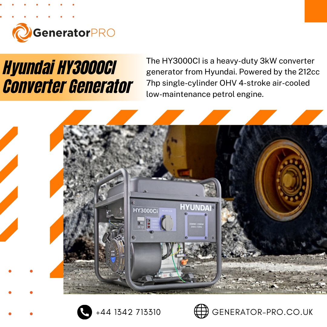 GeneratorPro1's tweet image. Producing a max power of 3kW the HY3000CI converter generator is ideal for powering power tools and a multitude of other devices to help your site or business run smoothly.

Check out this product: bit.ly/3pJzf4D

#generatorprouk #convertergenerator #hyundaigenerator
