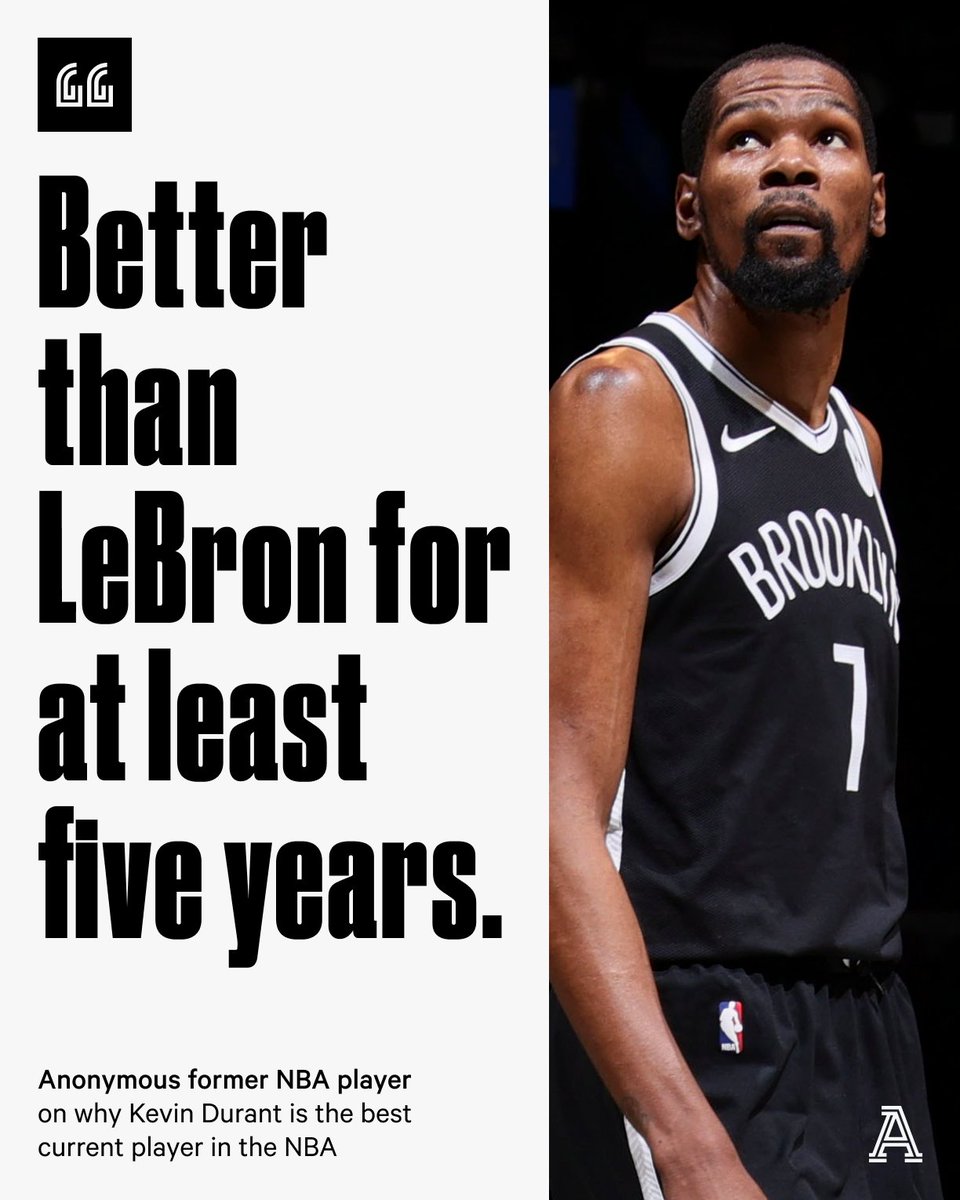 44.4% of former players surveyed said that KD is the best player in the NBA.

Agree?

Players weigh in on LeBron, Popovich and the current state of the league.

✍️ <a href="/sam_amick/">Sam Amick</a> &amp; <a href="/JoshuaBRobbins/">Josh Robbins</a>: theathletic.com/3014155/2021/1…