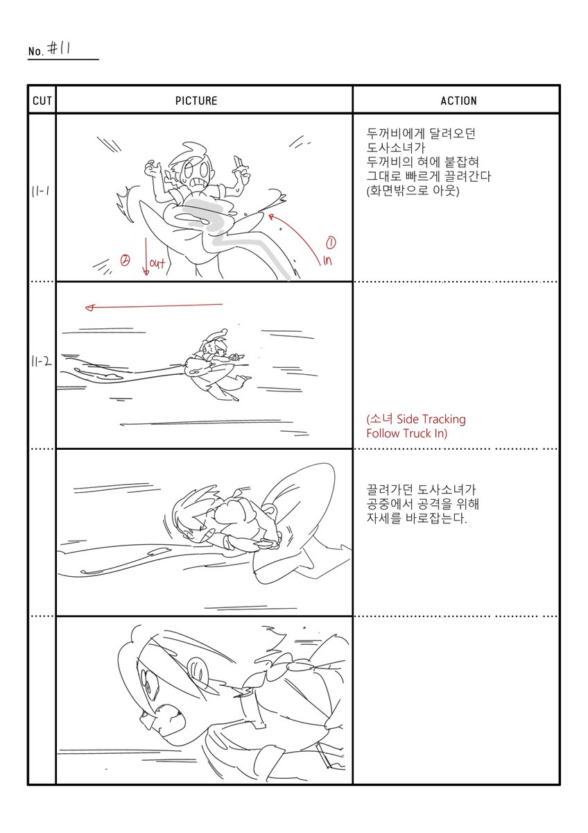 특히 삭제된 컷들 중
정말 작업해보고싶었던 전투씬 스토리보드 일부분... 