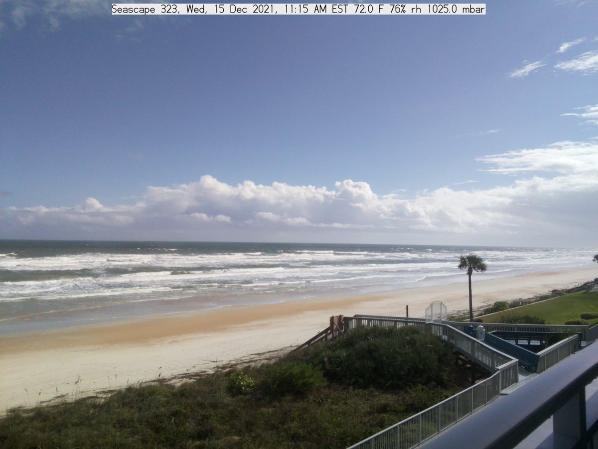 Beach view from Seascape Towers Unit 323, New Smryna Beach, FL  
Wed, 15 Dec 2021, 11:15 AM EST
72.0°F
76% rh
1025.0 mbar