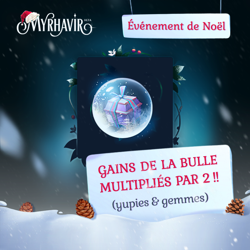 myrhavir's tweet photo. Alors que #Noel arrive à grands pas, Myrhavir se couvre délicatement de neige et se pare de ses plus beaux atours de fête❄️Venez découvrir https://t.co/Ydfha1bxjx spécialement décoré, et profitez dès à présent de gains doublés dans la bulle mystère pour notre événement de Noël 😍 https://t.co/yR0uWyl5vs