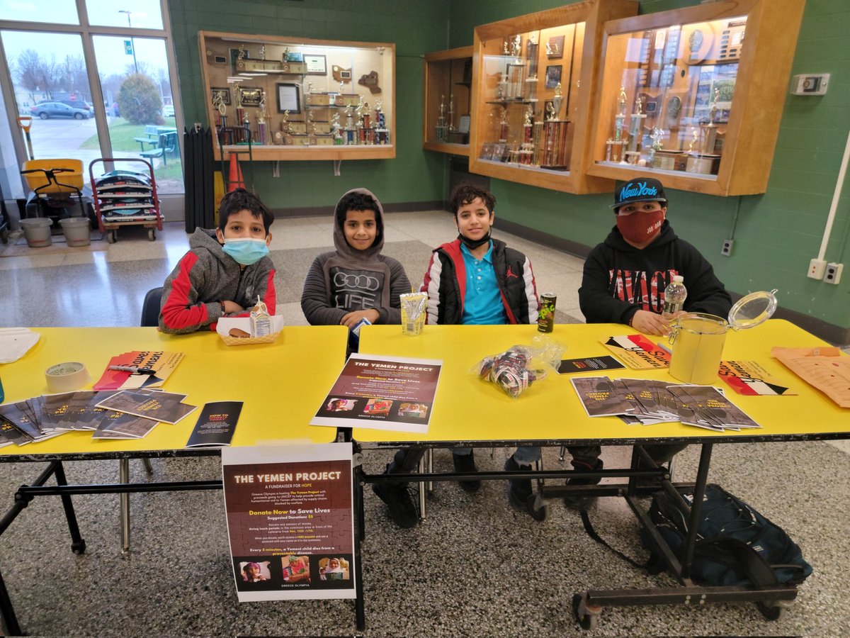 andler_callie's tweet photo. The #yemenproject @GreeceOlympia is off an running during lunches today! Getting closer to meeting our $250 goal. Stop by and donate today. @GreeceCentral https://t.co/zjB6kzceSL