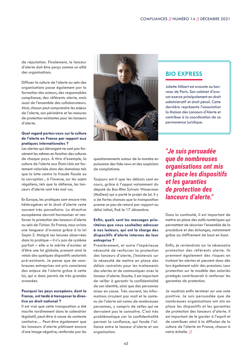 🆕 Retrouvez la Maison des Lanceurs d'Alerte dans ce nouveau numéro #14 du magazine <a href="/Compliances_/">Compliances</a>  aux côtés de <a href="/SylvainWaserman/">Sylvain Waserman</a> et son focus sur la #LoiAlerte actuellement entre les mains du Sénat.
#compliance #éthique #entreprises