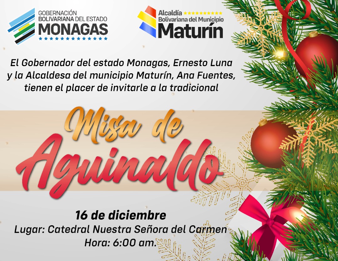 monagasnosune's tweet photo. Acudamos en familia este jueves #16Dic a la Catedral Nuestra Señora del Carmen de Maturín a las 6:00 a la Misa de Aguinaldo que nuestro gobernador @ErnestoPSUV_ y nuestra alcaldesa @ANAFUENTES_PSUV 
#22AnosConstitucionBolivariana #monagas #Maturin https://t.co/iXZlBIcpKG