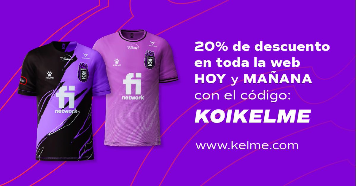Ya puedes reservar la camiseta oficial de KOI en kelme.com 

Con un 20% de descuento en toda la web usando el código KOIKELME. 

#presentaciónKOI