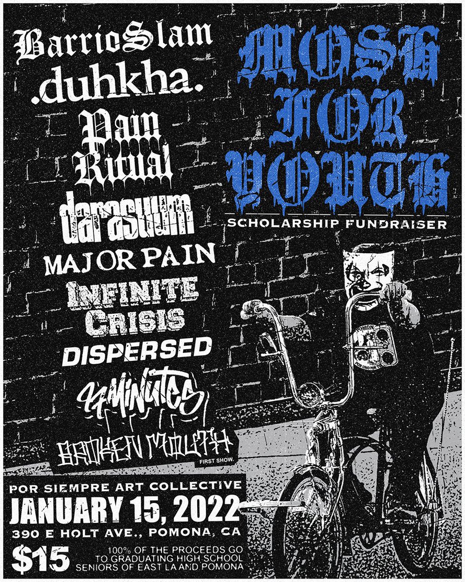 the next gig. It's for the kids! Come out. Gonna be a banger. All bands have music on Bandcamp, check them out.