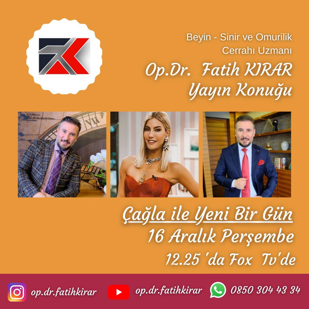 Yarın Fox tv de canlı yayına bekliyorum bel ve boyun fıtığında ameliyatsız özel regresyon tedavimizi konuşuyoruz