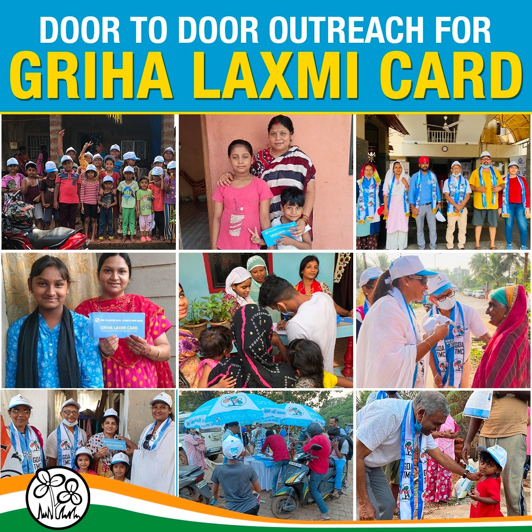ANewDawnForGoa's tweet photo. Each and every Goan household will welcome a new dawn. Take a look at the smiling faces from #GrihaLaxmiCard 's current door-to-door campaign.
#GoenchiNaviSakal https://t.co/0sWnMctY12