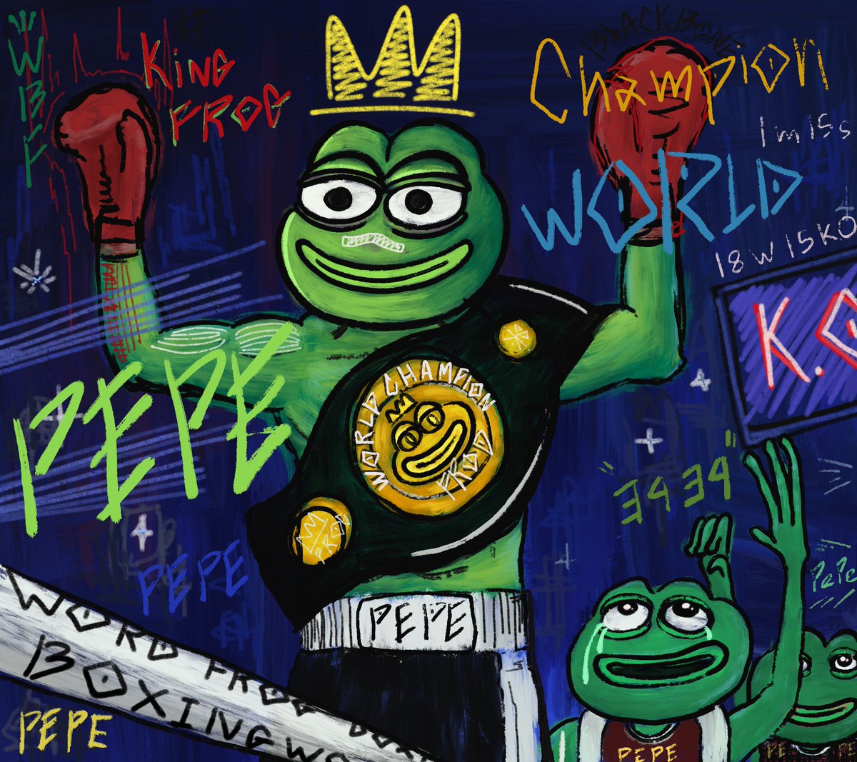 BlackXBone's tweet photo. The work of participating in the activity of @jaggedsoft πΈπ
#pepethefrog makes me do something new and fun.β€οΈβπ₯β€οΈβπ₯β€οΈβπ₯
And this picture is Pepe's Victory.ππ₯π
https://t.co/9tIQXsBGTh
#pepe #frog #Boxing #NFT #Foundation #BoxingPunk #abstractart https://t.co/4jLF4Ffszh
