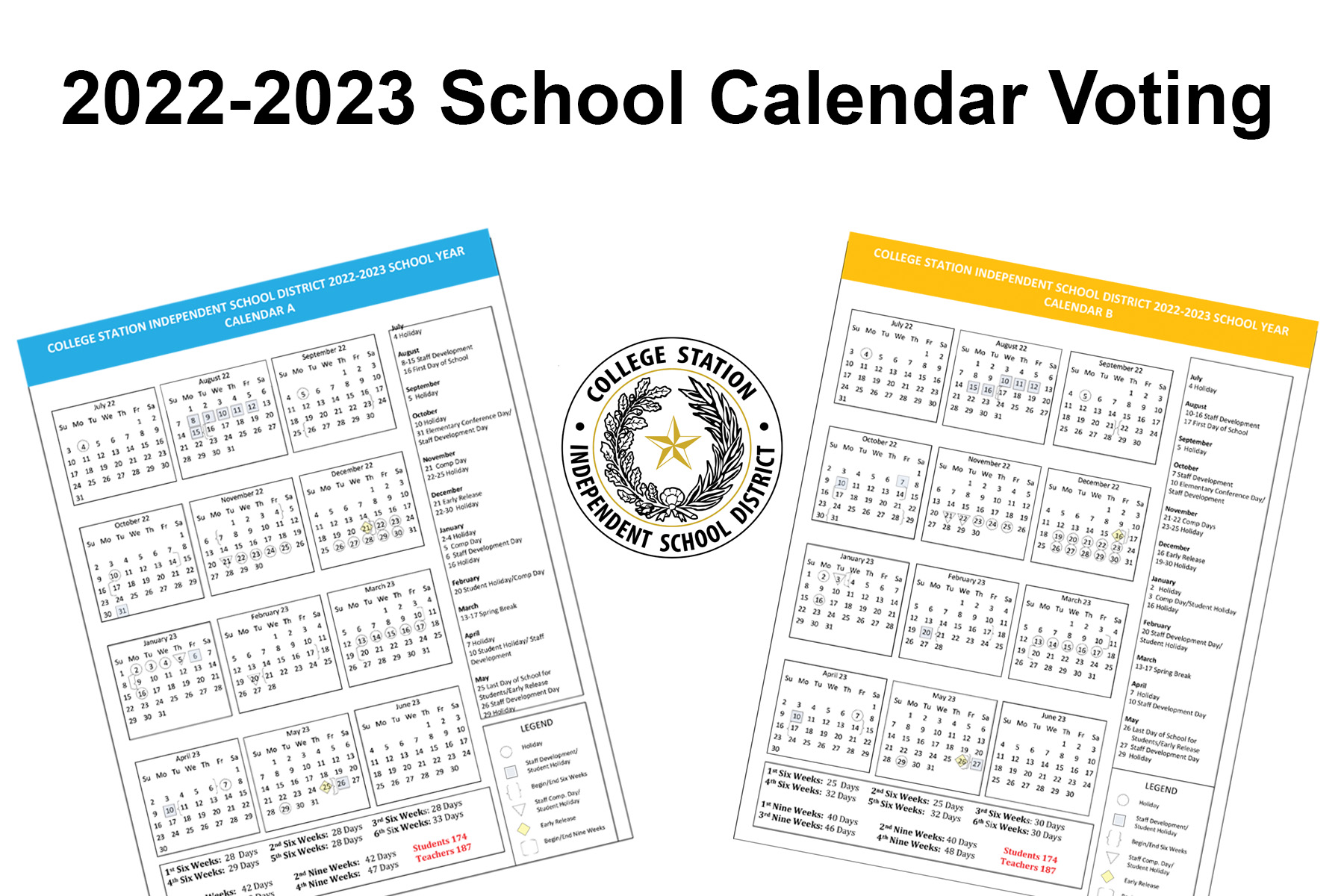 College Station Isd On Twitter: "It's Calendar Voting Time. Please Take A Few Minutes To Review The Two Options For The 2022-2023 Csisd School Calendar. After Review, Pick Your Favorite And Provide