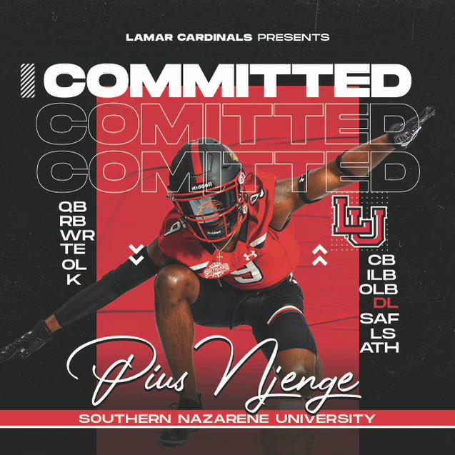 PiusNjenge's tweet photo. It’s Official✍🏾 @LamarFootball @COACHCAMFB @blane_morgan https://t.co/vj7iFPJmY0