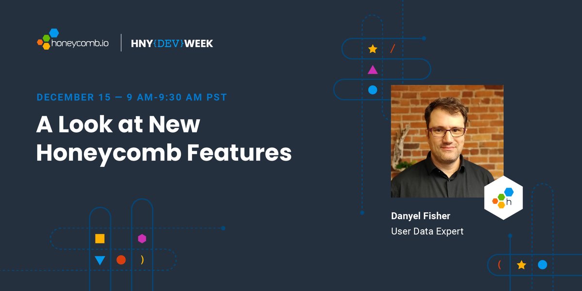 Our first session today with @FisherDanyel, our User Data Expert at Honeycomb, will take a look at recent highlights and the best new things you’ll want to know about and use with Honeycomb. It’s a can’t-miss if you ask us. go.hny.co/3IIGmTE #hnydevweek