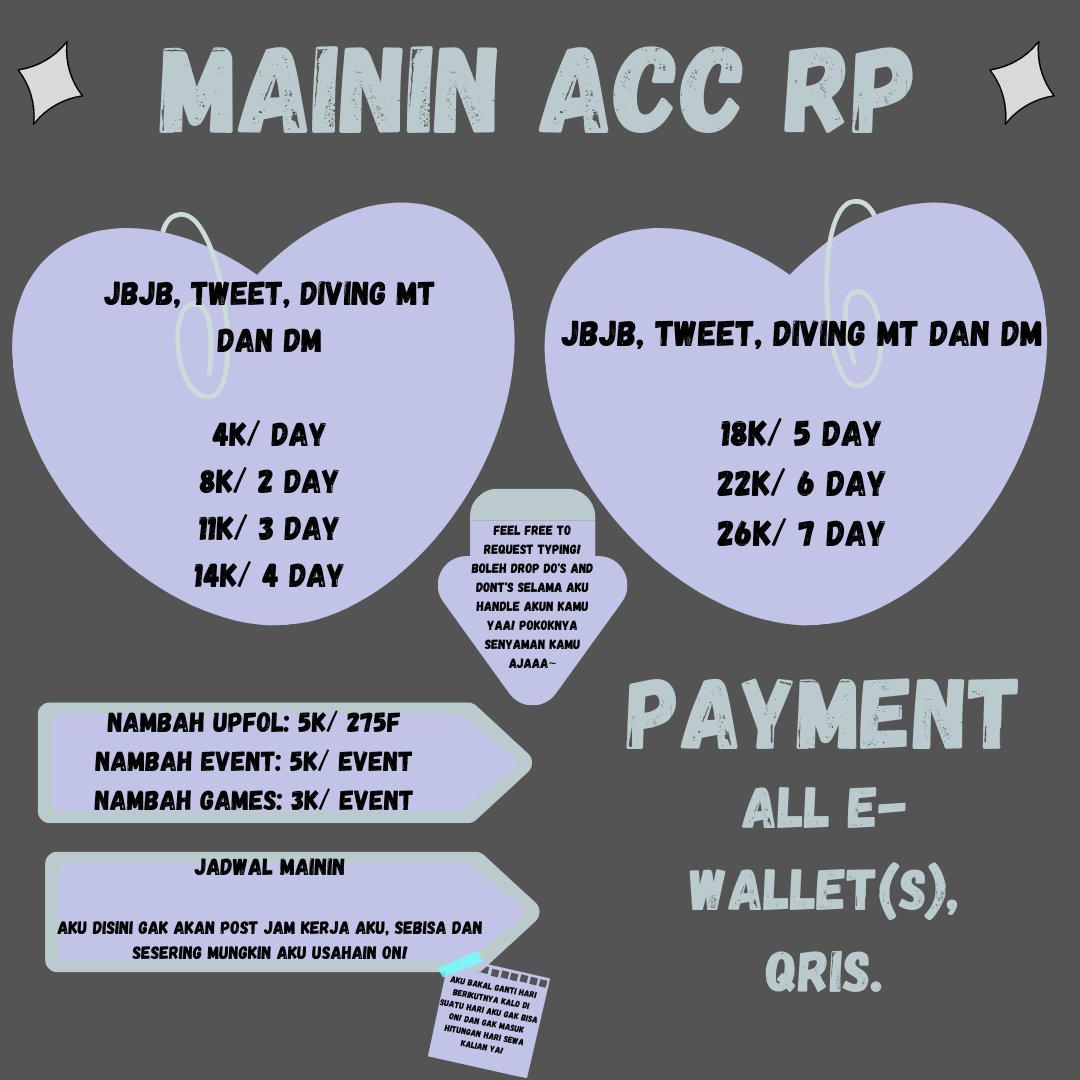 acciko_'s tweet photo. haaai, aku open buat mainin acc rp selfol yaaa^^ bisa juga buat main games di oa, event di oa, dan diving mt! detail fee start from 5k yaa :3 #zonaba #zonauang #zonajubel https://t.co/s8pCwnmwgv
