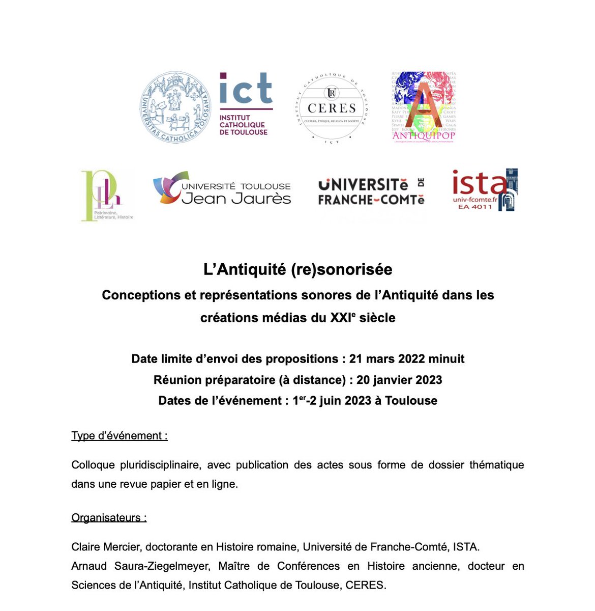 Calendrier Agrégation Externe Histoire 2023 Ista-Institut Sciences & Techniques De L'antiquité (@Ista_Labo) / Twitter