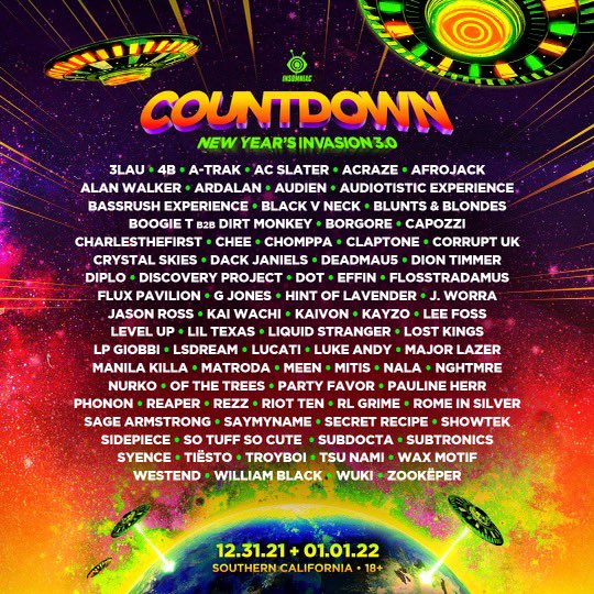 Countdown NYE lineup