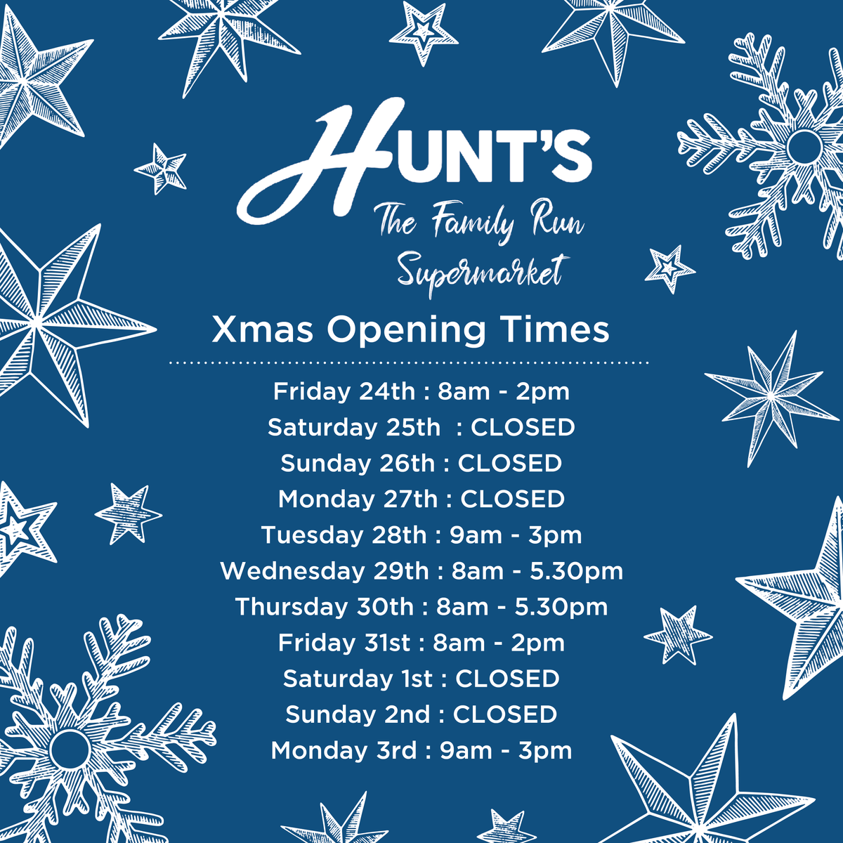 Our #Christmas opening times! 🎄

We still all of your favourites to keep everyone well fed this festive period! ❄️