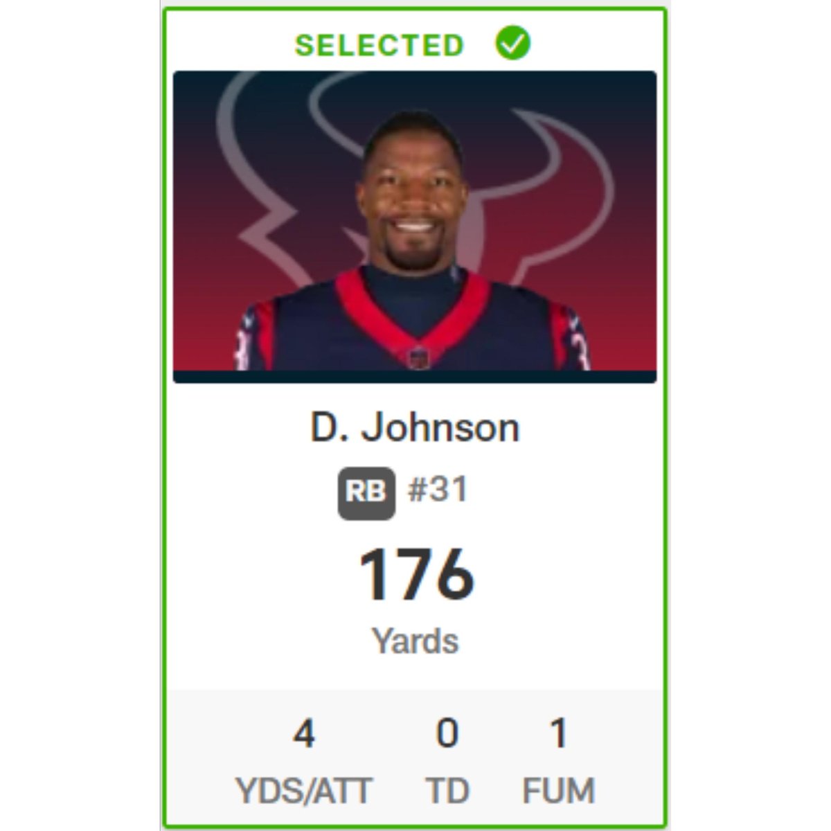 The Johnson Family's Mission31 Foundation (@mission31_fdn) on Twitter photo RT to vote for David for this year’s Pro Bowl!
#ProBowlVote + David Johnson
#ProBowlVote + <a href="/DavidJohnson31/">David Johnson</a> RT to vote for David for this year’s Pro Bowl!
#ProBowlVote + David Johnson
#ProBowlVote + <a href="/DavidJohnson31/">David Johnson</a>