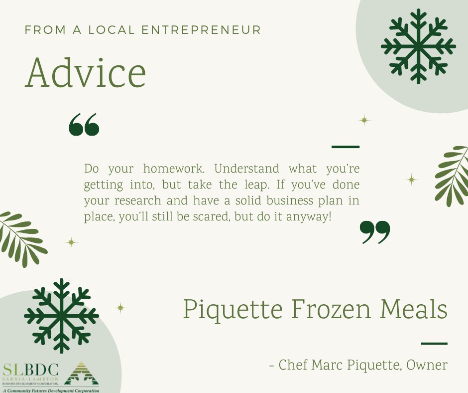 SLBDCteam's tweet photo. Another great piece of advice! This time from Marc, Piquette Frozen Meals . Need assistance with starting up, expanding or maintaining your business? We can help so give us a call at 519-383-1371
#supportsarnialambton #slbdc https://t.co/v8QrdUSyFW