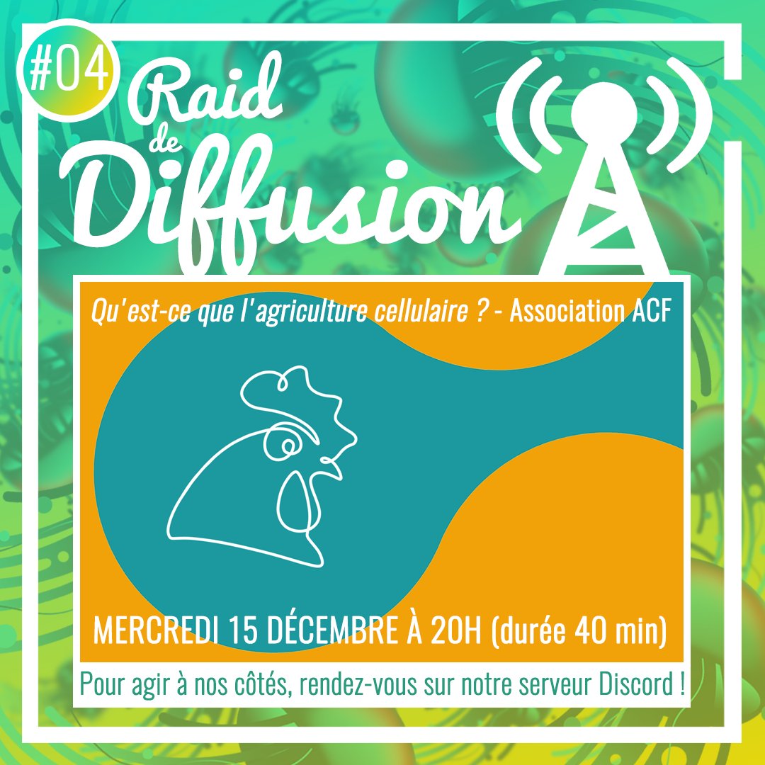 PMeduses's tweet image. 📣CE SOIR 20h : RAID DE DIFFUSION #04 ! 🐷 Nous visionnerons la vidéo “Qu’est ce que l’agriculture cellulaire” de l&apos;association @AgCellulaire sur YT, puis nous la diffuserons largement afin de faire connaître les enjeux éthiques relatifs à ce sujet.  

#ProjetMéduses