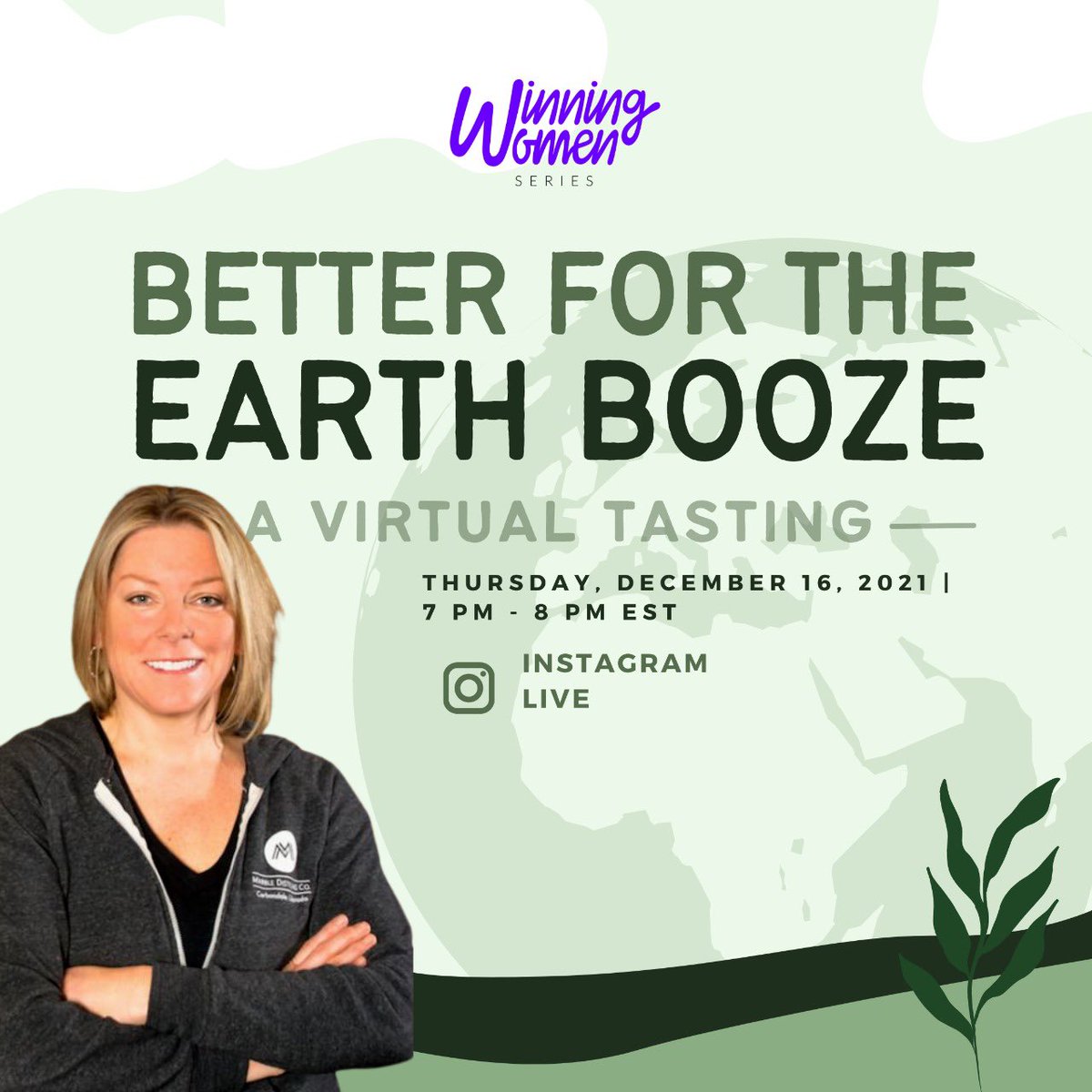 Don't forget to tune in to tonight's IG Live  "Better for the Earth Booze"🍾 with Connie of <a href="/MarbleDistillin/">Marble Distilling Co</a> Co. for a casual talk on beverage producers who are doing their part to save the planet right now 🌍So pour yourself a drink &amp; meet us at 7 pm EST via Instagram Live!🍹📲
