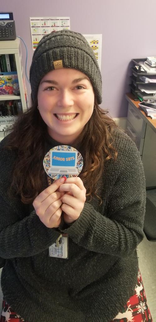 Sa_rah_Olson's tweet photo. The hazards of sharing an office with the SBTS, our Instructional Coaches now automatically asks if you have cleared your cache and when was the last time you restarted their laptop. So we gave them a badge! #learners4life #amazingcoworkers @MsCourtKlein @MsHammondCheese https://t.co/kKeoNqlNQ5