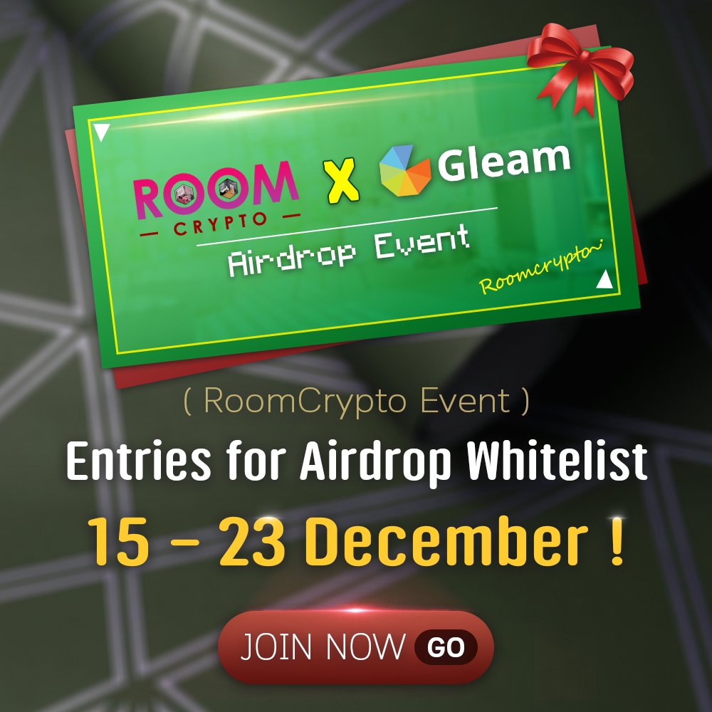 RoomCryptogame's tweet photo. RoomCrpto X Gleam
📣RoomCrypto #Whitelist #Airdrop  PROGRAM📣

#RoomCrypto Whitelist is live now!!!

🏠1,500,000 $RCT
 👨‍💼250winners
📅 Dec 15th - Dec 23th

Join us now: https://t.co/SDXh9W8hek

#RoomCrypto #RCT #NFTGame #PlayToEarn https://t.co/vI9ieeFo9p