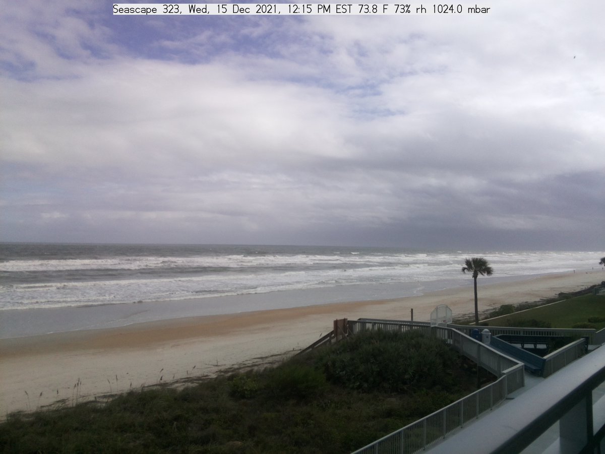 Beach view from Seascape Towers Unit 323, New Smryna Beach, FL  
Wed, 15 Dec 2021, 12:15 PM EST
73.8°F
73% rh
1024.0 mbar