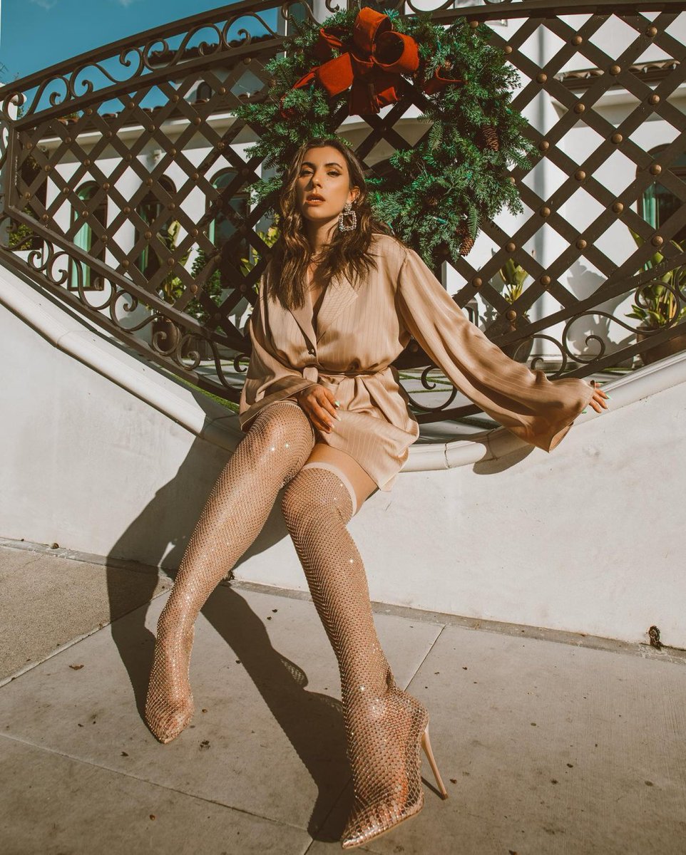 ALDO_Shoes's tweet photo. Dear Santa, define “nice”. #FestiveFancyFun
#AldoCrew stunner Gabriella Ellis is serving us major holiday glam in our OTK mesh bling boots Arturi.
Complete your eye-catching festive look with must-have styles from the Holiday Shop. https://t.co/qRcHLySBFP https://t.co/0TYU4XAyCo