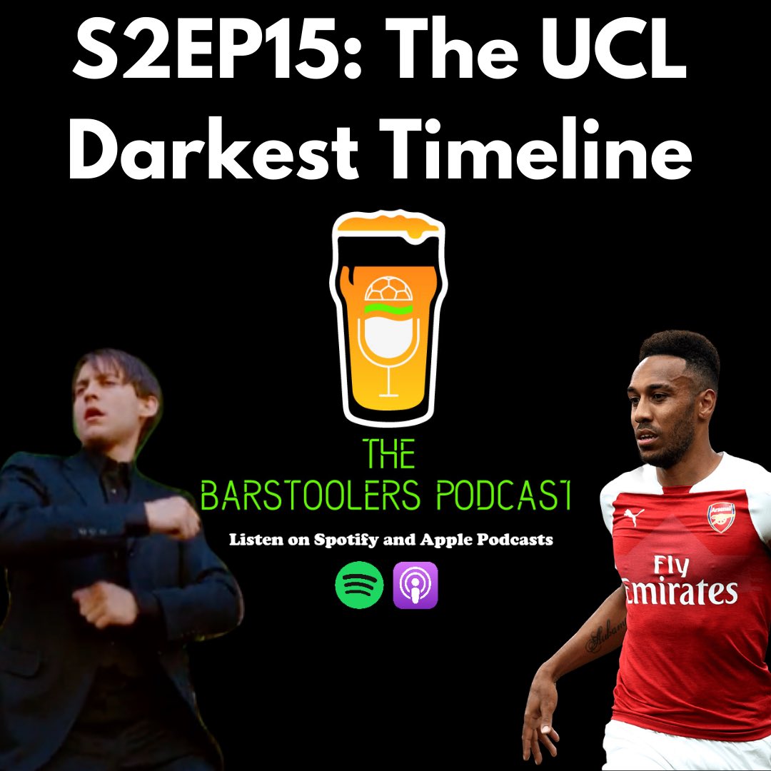 barstoolers's tweet photo. S2EP15 is LIVE

The lads talk:
-Auba antics
-UEFA cockups
-The PL’s Spider-Man 
-Cal the Dragon
-The Hypothetical Barstoolers #UCL winners
-And much more! 

Listen now 👇

🍎: https://t.co/aHiBRasu7N

🟢: https://t.co/lAegFiqXjp https://t.co/zFTrhEqMXW