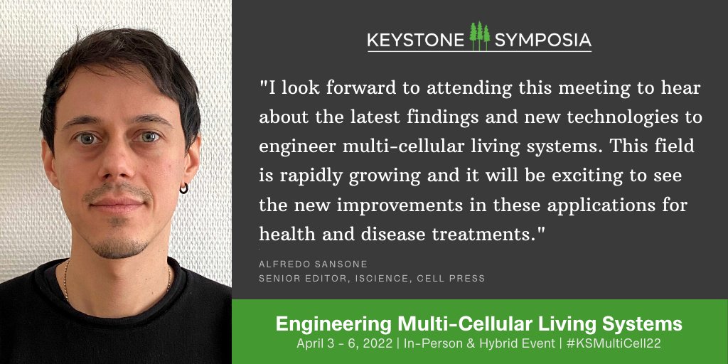 Join <a href="/al_sansone/">AS</a> <a href="/iScience_CP/">iScience journal</a> <a href="/CellCellPress/">Cell</a> &amp; Editors from other leading journals at <a href="/KeystoneSymp/">Keystone Symposia</a> Engineering #MultiCellular Living Systems for emerging #bioengineering #devbio research.

Abstract submissions for short talk selection due Dec 22!

keystonesymposia.org/KS/Online/Even…