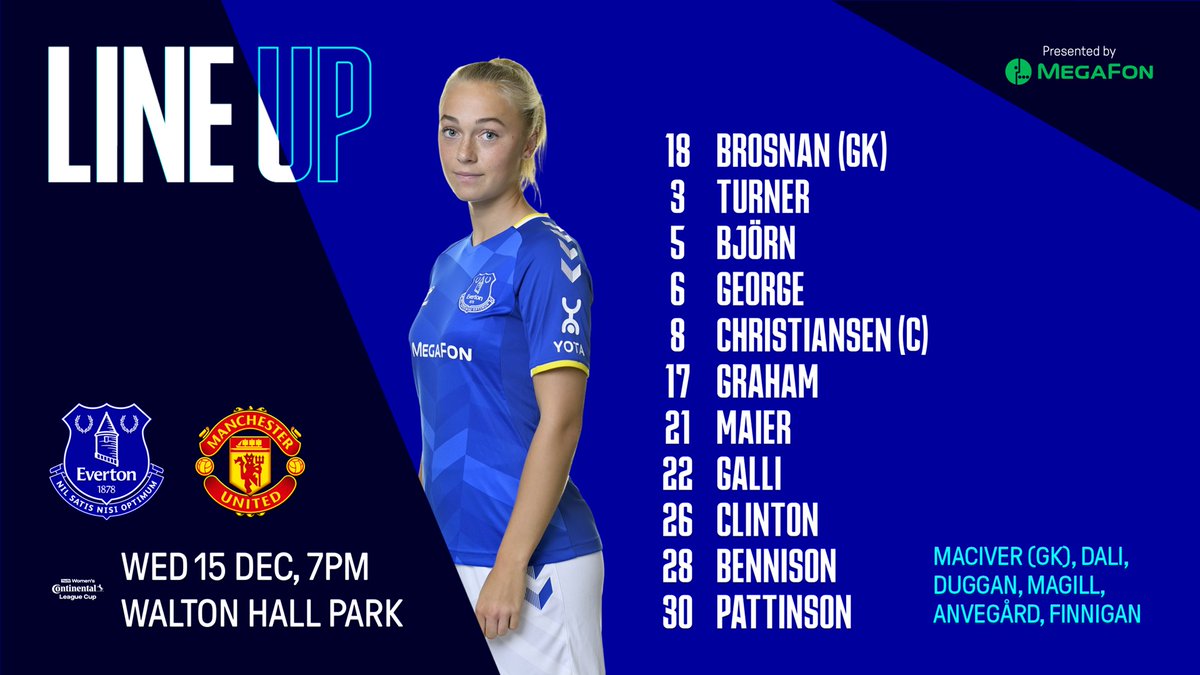 EvertonWomen's tweet photo. 𝗧𝗘𝗔𝗠 𝗡𝗘𝗪𝗦!

@JeanlucVasseur has named his side for tonight's #ContiCup group match.

#COYB 🔵 #EVEMUTD https://t.co/JIduCi6AqY