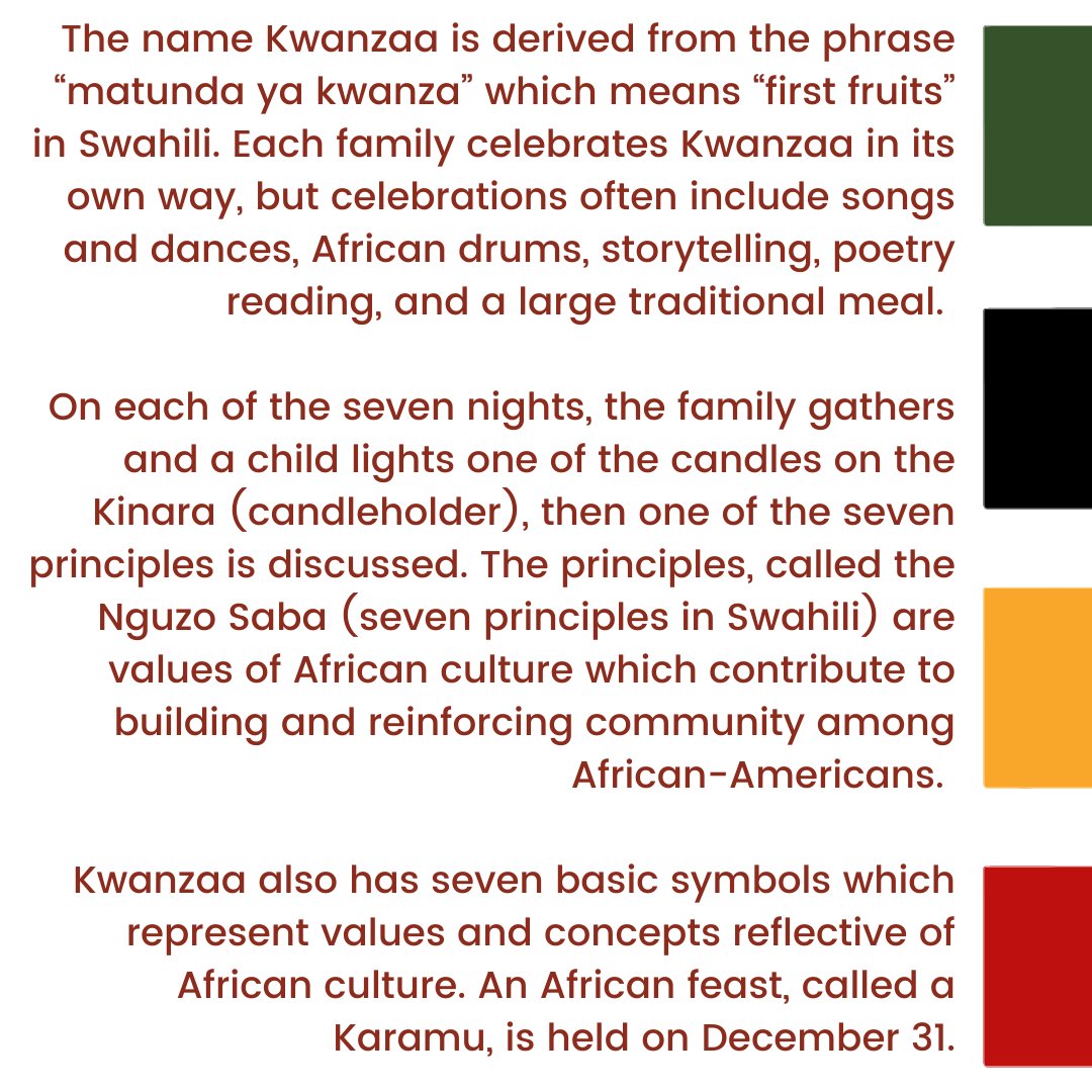 wpi_odime's tweet photo. Happy Kwanzaa from the OMA team!

Read more at: https://t.co/Am1U6gkLN7

Image Description: three people in kaftans and filas surrounding 7 candles, bananas, and a chalice in green, red, yellow and black. https://t.co/3QaOW1rFzb