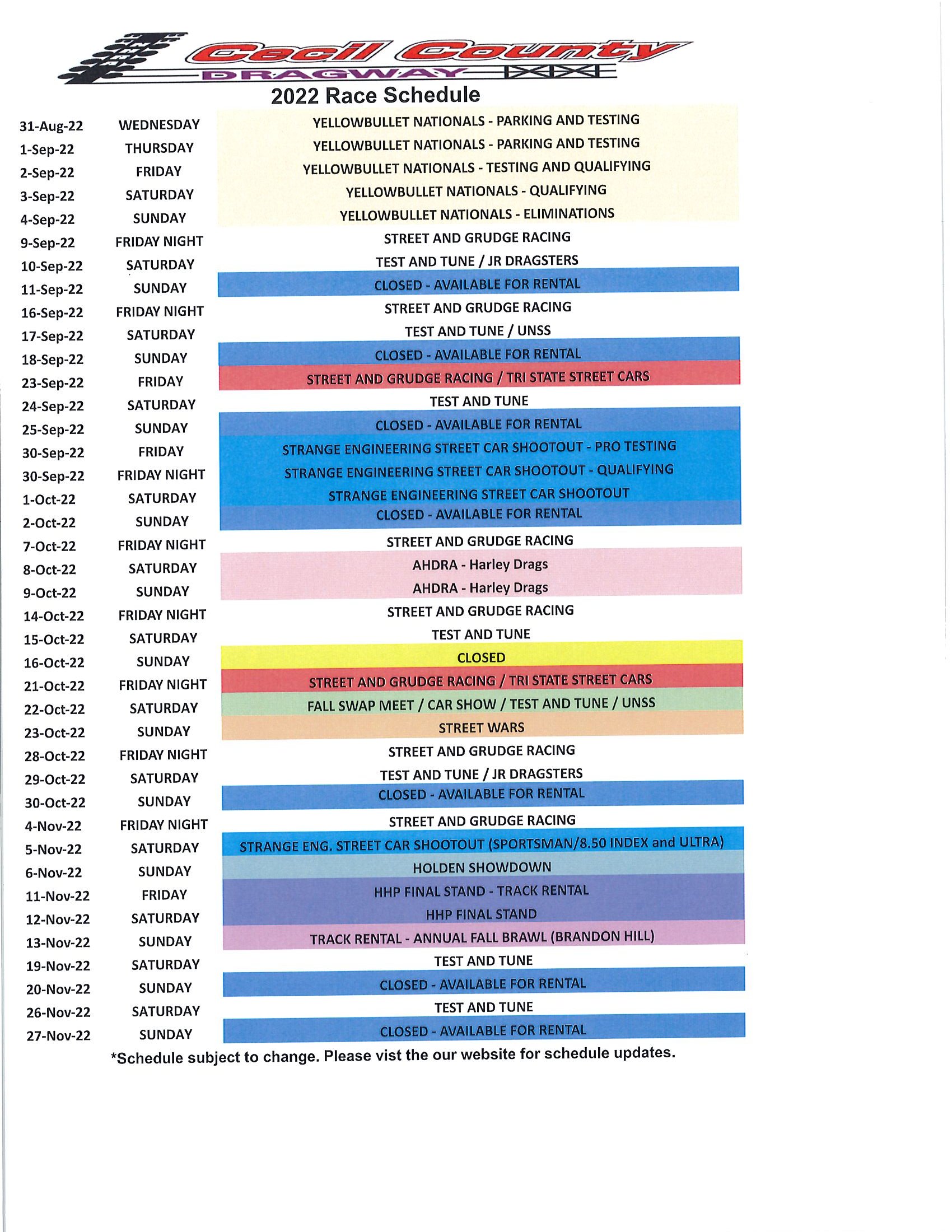 Cecil County Dragway 2022 Schedule Cecil County Dragway (@Cecilcountydrag) / Twitter