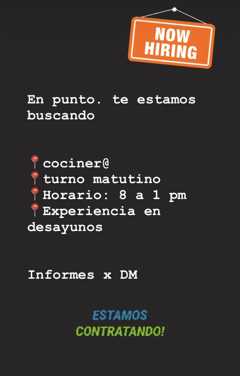 #trabajo #trabajococinero #SeBusca #buscandotalento IG <a href="/punto/">punto</a>._h1