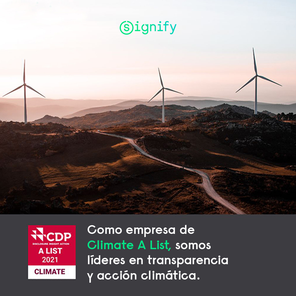 SignifyCAM's tweet image. ¡Estamos orgullosos de estar en la Lista A del Clima de CDP por quinto año consecutivo! En Signify, la sustentabilidad está en el corazón de nuestro propósito y estamos tomando una #AcciónClimática audaz para duplicar nuestro impacto positivo.👉 signify.co/31x9Umr