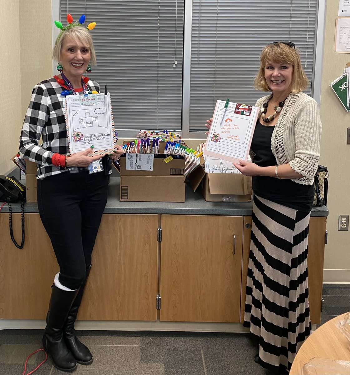 PSE Proud of MDPC for donating Starbucks gift cards,
sharpies, folders and sweet pictures and messages drawn by their children!💜💜💜 
We are blessed to have Becky Funderburk as our liaison from the church and as our Toddler Time teacher every month!
Merry Christmas MDPC!❤️❤️