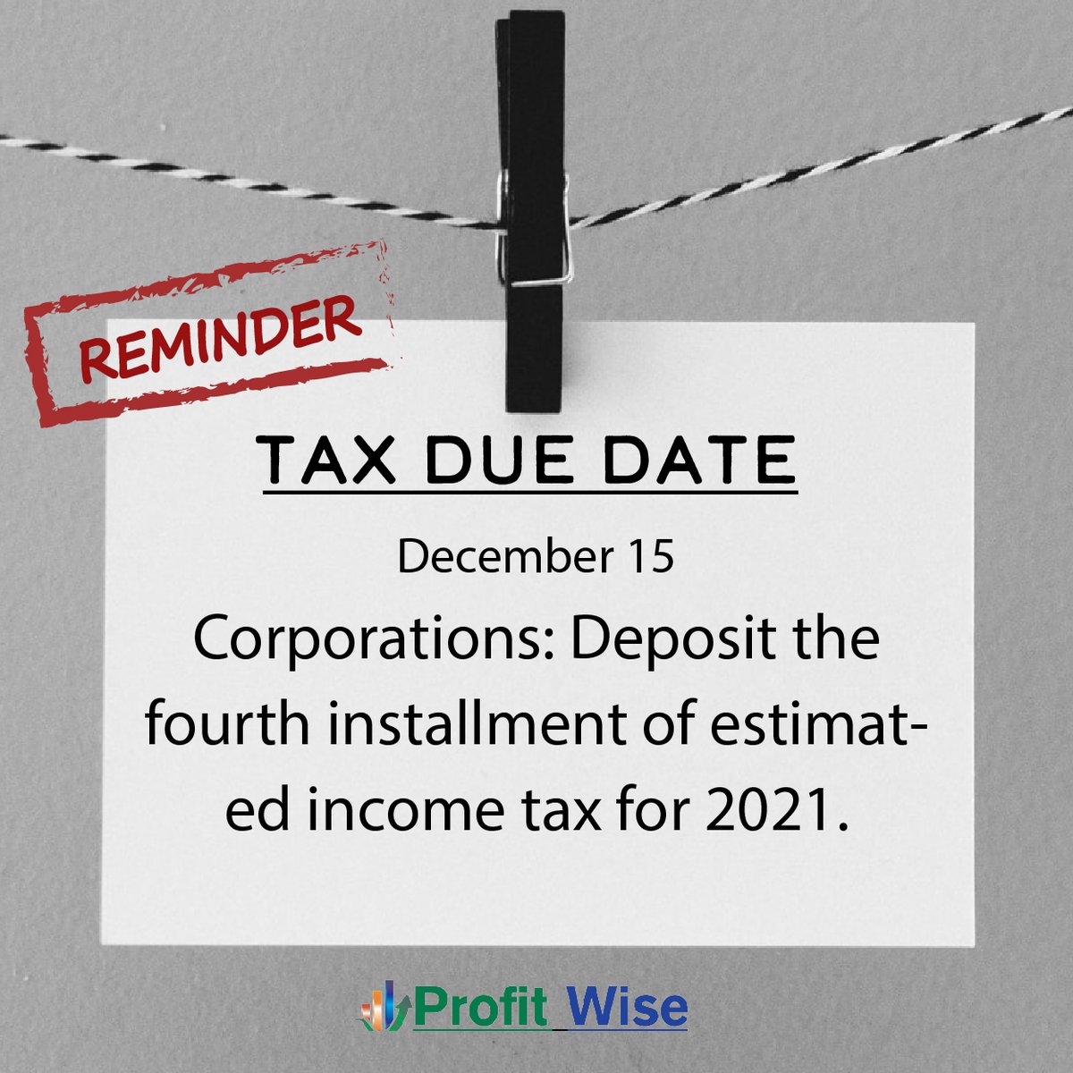 Dont miss this important due date. We want to help you stay on top of things!
profitwiseaccounting.biz
.
.
.
.
#Profitwise #Taxes #Accounting #Duedate #Reminder #Huntsville #Alabama