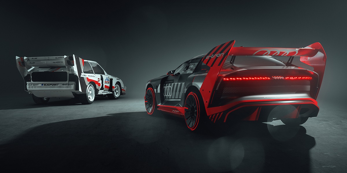 AudiOfficial's tweet photo. A new car on the block. Our ambassador, @kblock43, inspired Audi designers and engineers to create a one-off fully electric model which will take Gymkhana into the future.  

Meet the Audi S1 e-tron quattro Hoonitron now: https://t.co/0D4mPZfID4. https://t.co/8Le3lQntuW