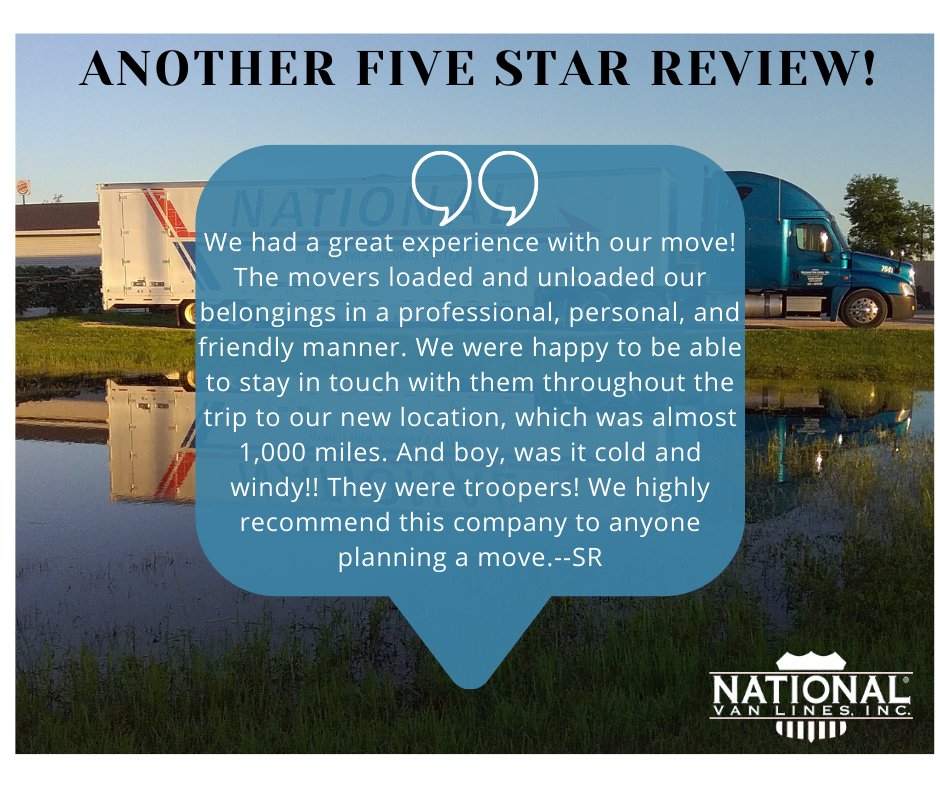 NatVanLines's tweet photo. No matter the distance or weather, our drivers remain professional and friendly!
#NVLMoves #drivers #movers #movingcompany #professional #planningamove #longdistancemovers #longdistancemovingcompany #movingcompanies #professionalmovers #professionalmovingcompany https://t.co/ZpY7LFVJhx