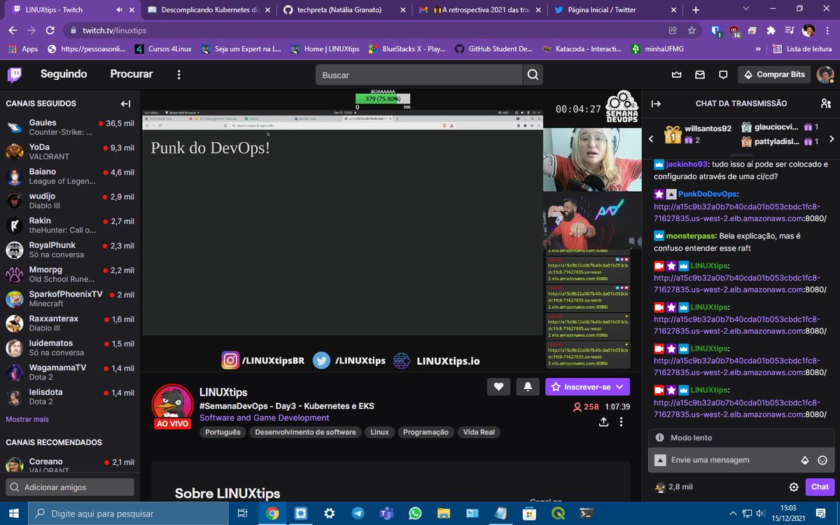 granatowp's tweet image. On e roteando na #SemanaDevOps - day3 - kubernetes e EKS com @punkdodevops e @LINUXtipsBR