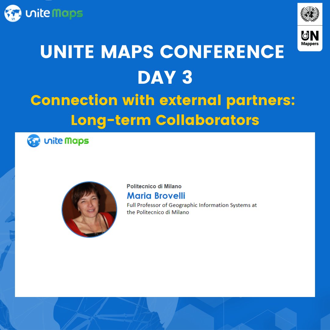 UN_Mappers's tweet photo. Prof. @MariaBrovelli, from @polimi @PoliMappers , presented at the #UniteMapsConference the university's long-standing commitment to participatory mapping and the potential for a long term collaboration π
@gischatbot https://t.co/4H7Ko9SePl