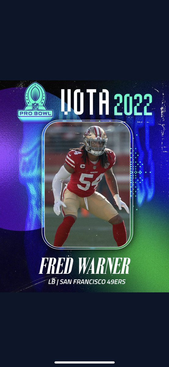 fred_warner's tweet image. Double up! Retweets count x2 🚨

#ProBowlVote  @THE2ERA
 #ProBowlVote  Nick Bosa
#ProBowlVote  @JuiceCheck44
 #ProBowlVote  @gkittle46
#ProBowlVote  @19problemz
 #ProBowlVote  Jimmie Ward
#ProBowlVote  @fred_warner
#ProBowlVote  @TrentW71 
#ProBowlVote   Azeez