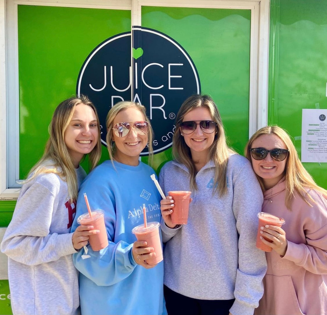 Looking for any excuse to avoid studying for college finals? Going to Juice Bar with your besties will do the trick!