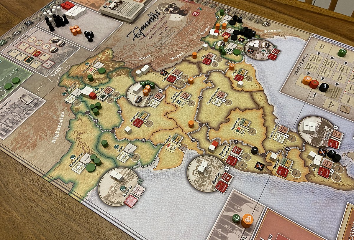 Started to familiarize with next COIN in my collection: Gandhi, first solo, then with friends via Vassal. Such an interesting and innovative design with Non-Violent factions. Great lesson of history! In my solo attempt Raj won, but I learned mechanics!
<a href="/bc_mansfield/">Bruce Mansfield</a> <a href="/gmtgames/">GMT Games</a>