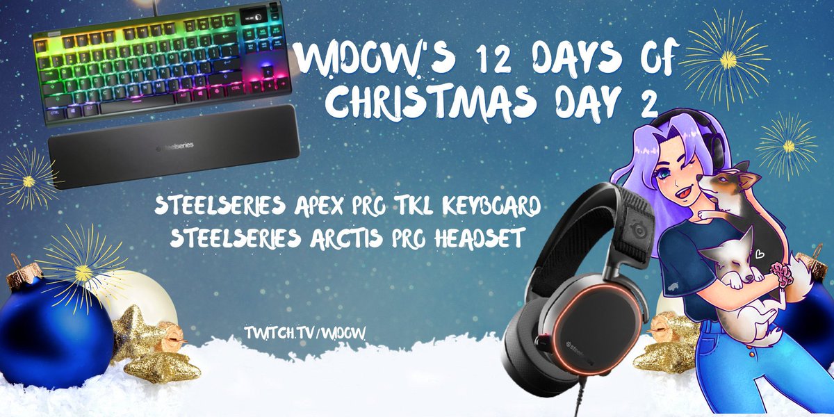 widoweverywhere's tweet photo. 🎄 GIVEAWAY #2 🎄

❄️ 12 days of GIVEmas DAY 2 ❄️

I’m giving away a @SteelSeries APEX PRO TKL keyboard &amp; ARCTIS PRO headset!

TO ENTER:

➡️ LIKE &amp; RETWEET
➡️ FOLLOW @WidowOnTwitch 
➡️ FOLLOW https://t.co/PS3xzyqRpx

ENDS Dec 16th @ 12 PM CT ☃️ https://t.co/PJ8hvfly5d