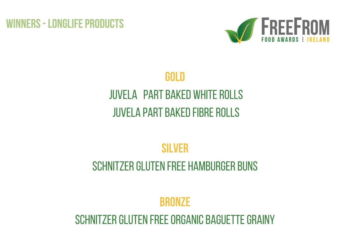 Winners of the 2021 FFFAI - Long Life Products It doesn’t matter how much the #freefrom market develops, we will always have a need for long life. This year we were delighted to welcome a new entrant into the awards from Germany. #fffai #glutenfree @JuvelaGF #SchnitzerGlutenFree