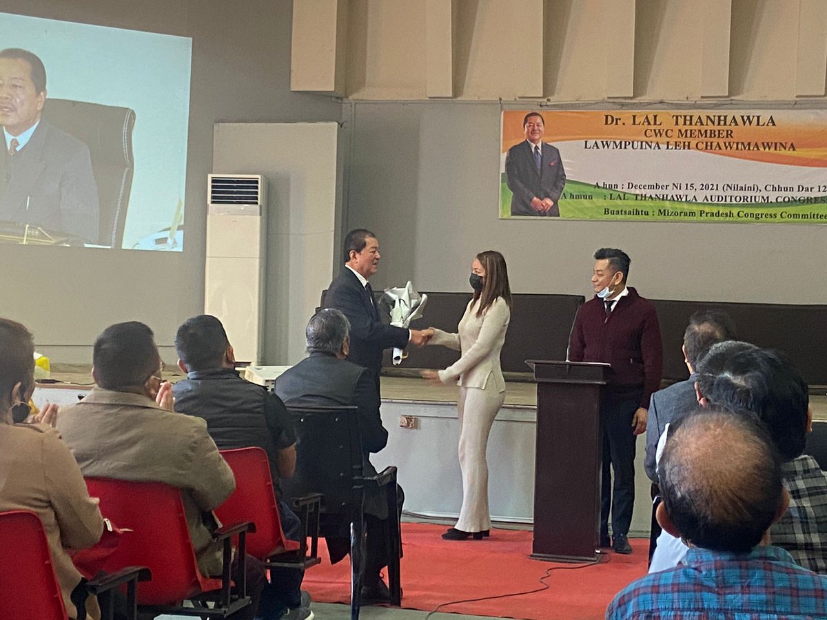 AIPC Mizoram Chapter facilitates Dr Lal Thanhawla for his appointment as Member of Congress Working Committee @ Lal Thanhawla Auditorium, Aizawl, Mizoram. pic.x.com/c4zLxApRTK
