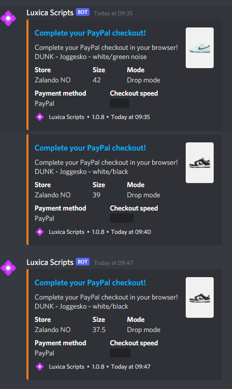 _realbaba's tweet photo. B: @LuxicaScripts 
CG: @Bandopalace @VikingNotify @RapidRestocksio 
Thanks!
Also copped panda high (unlogged) https://t.co/QILATgbUHR