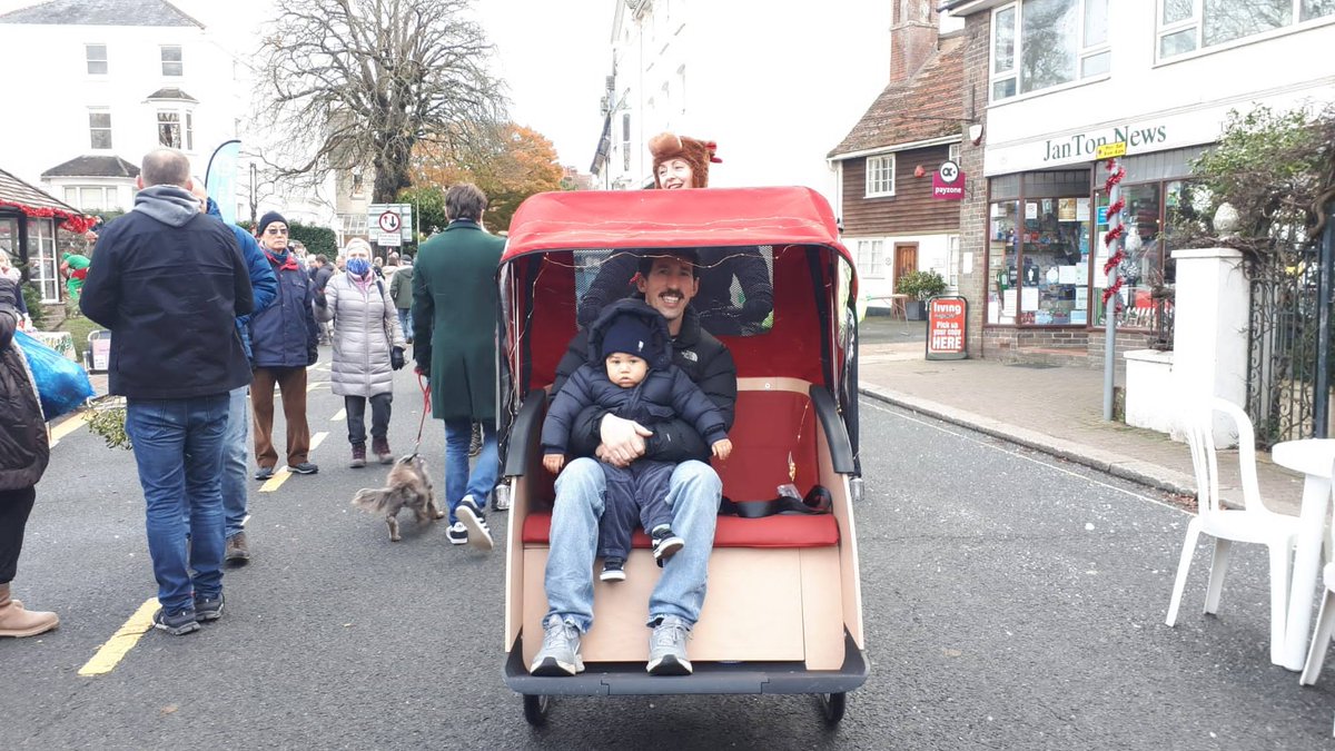 cwa_hurst's tweet photo. Pictures from Hurstpierpoint Santa's Fun Sunday on 5th December. We moved people up and down the High Street and enabled some of our community to experience the day from the 'comfort' of the Trishaw.  Tiff even showed the diversity of the Trishaw as a cargo bike. https://t.co/5mgT47EnT3
